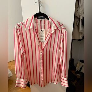 Zara new with tags striped satin shirt